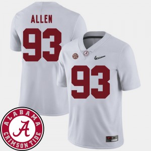 Men's Jonathan Allen White Alabama Crimson Tide #93 College Football 2018 SEC Patch Jerseys 453125-597