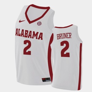 Men's Jordan Bruner White Alabama Crimson Tide #2 College Basketball 2021 Swingman Jersey 278385-421