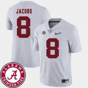 Men's Josh Jacobs White Alabama Crimson Tide #8 College Football 2018 SEC Patch Jersey 551459-427