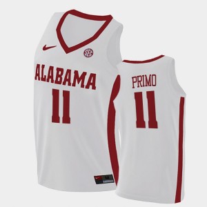 Men's Joshua Primo White Alabama Crimson Tide #11 College Basketball 2021 Swingman Jerseys 407583-778