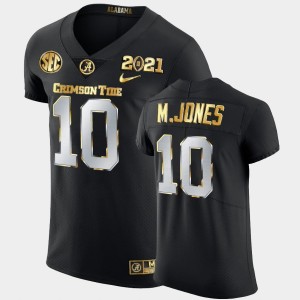 Men's Mac Jones Black Alabama Crimson Tide #10 2021 National Championship Golden Edition Jersey 464211-528
