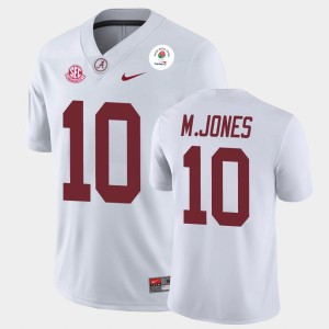 Men's Mac Jones White Alabama Crimson Tide #10 2021 Rose Bowl Champions Jersey 295891-908