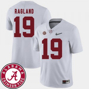 Men's Reggie Ragland White Alabama Crimson Tide #19 College Football 2018 SEC Patch Jersey 843415-722