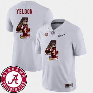 Men's T.J. Yeldon White Alabama Crimson Tide #4 Pictorial Fashion Football Jersey 100621-168