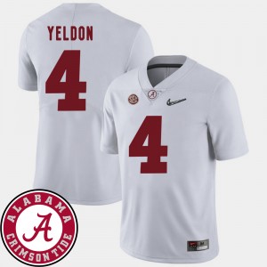 Men's T.J. Yeldon White Alabama Crimson Tide #4 College Football 2018 SEC Patch Jerseys 992592-273