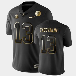 Men's Tua Tagovailoa Black Alabama Crimson Tide #13 2021 Rose Bowl Golden Edition Jerseys 933068-314