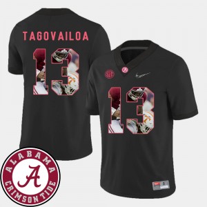 Men's Tua Tagovailoa Black Alabama Crimson Tide #13 Pictorial Fashion Football Jerseys 559361-714