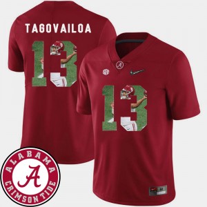 Men's Tua Tagovailoa Crimson Alabama Crimson Tide #13 Pictorial Fashion Football Jerseys 476060-747