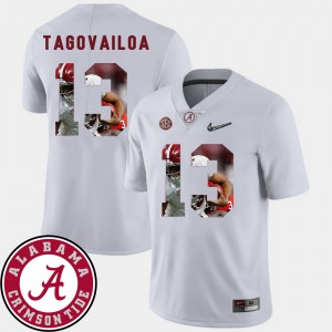 Men's Tua Tagovailoa White Alabama Crimson Tide #13 Pictorial Fashion Football Jerseys 153058-729