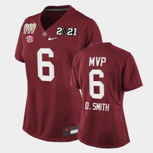 Women's DeVonta Smith Crimson Alabama Crimson Tide #6 3X CFP National Championship Special Edition Jersey 791325-201