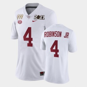 Women's Brian Robinson Jr. White Alabama Crimson Tide #4 3X CFP National Championship Limited Jerseys 707353-791