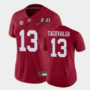 Women's Tua Tagovailoa Crimson Alabama Crimson Tide #13 2021 National Championship College Football Jerseys 255144-654