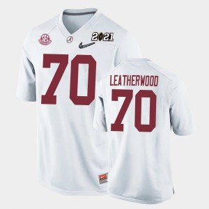 Youth Alex Leatherwood White Alabama Crimson Tide #70 2021 National Championship Replica Jersey 785469-318