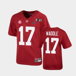Youth Jaylen Waddle Crimson Alabama Crimson Tide #17 2021 National Championship Game Jersey 643451-532