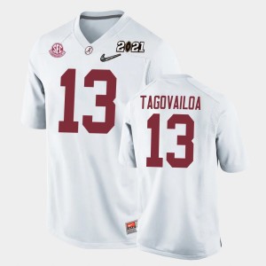 Youth Tua Tagovailoa White Alabama Crimson Tide #13 2021 National Championship Replica Jerseys 795812-976
